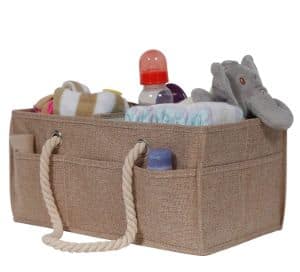 Burlap Baby Diaper Caddy