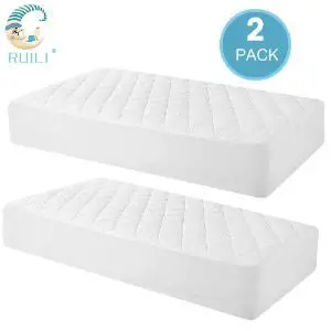 Ruili 2 Pack Quilted Fitted Waterproof Crib Mattress Protector-min
