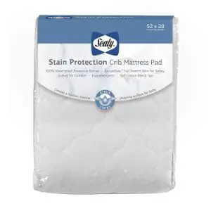 Sealy Stain Protection Waterproof Fitted Toddler & Baby Crib Mattress Pad-min